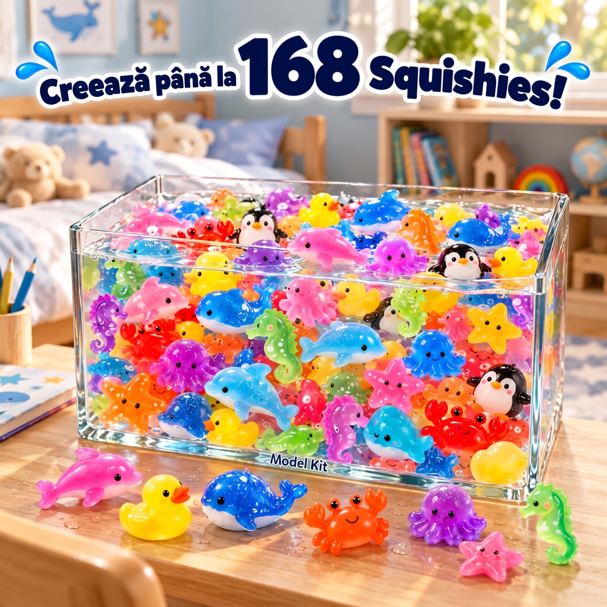 Magic Water Squishies – Set creativ pentru realizarea figurinelor 3D | Lumea marină | 3+ ani