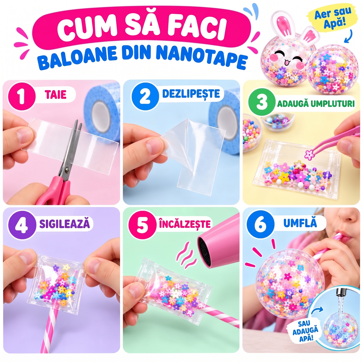 Nano Tape Bubble Squishies – Set creativ de 41 de piese (4+ ani)