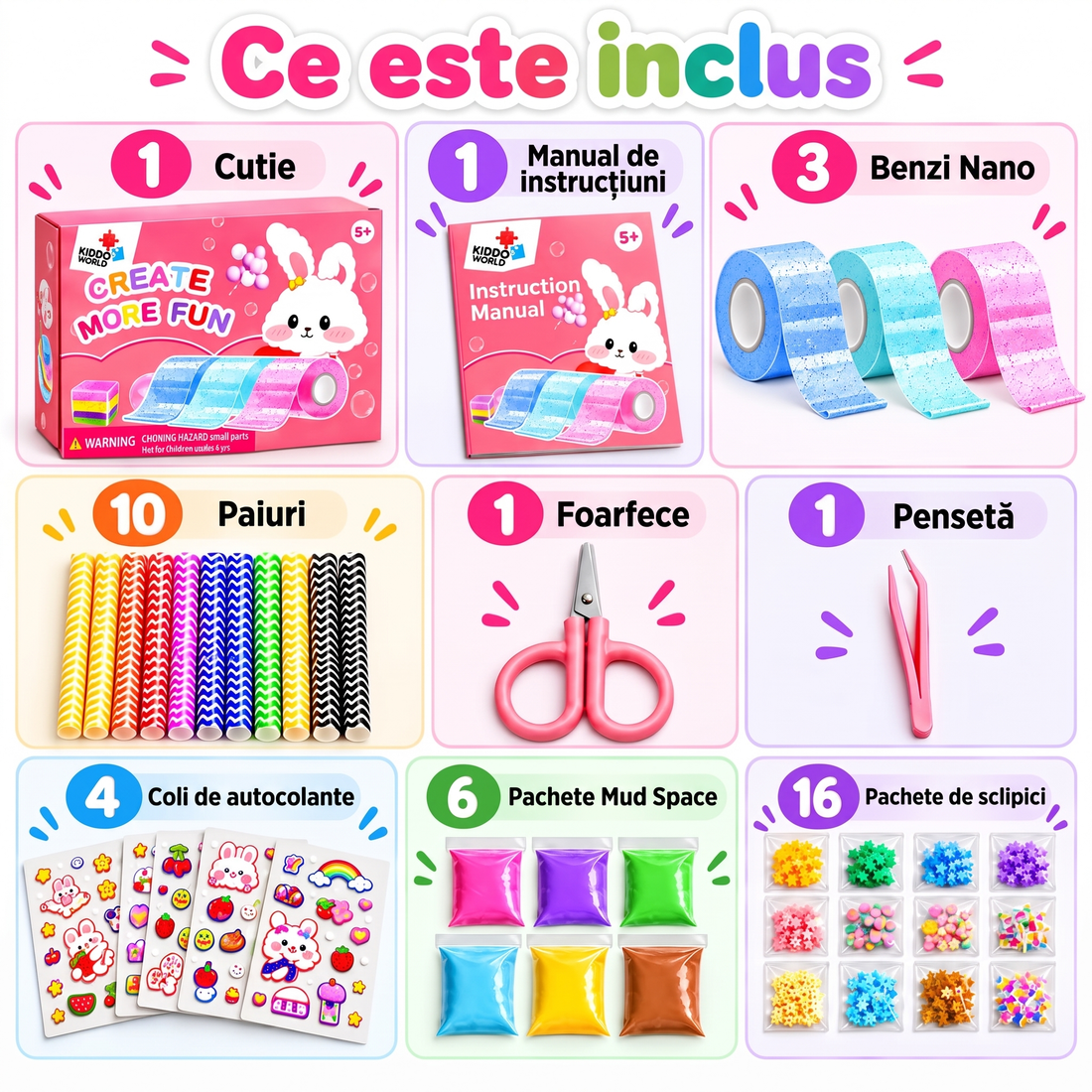 Nano Tape Bubble Squishies – Set creativ de 41 de piese
