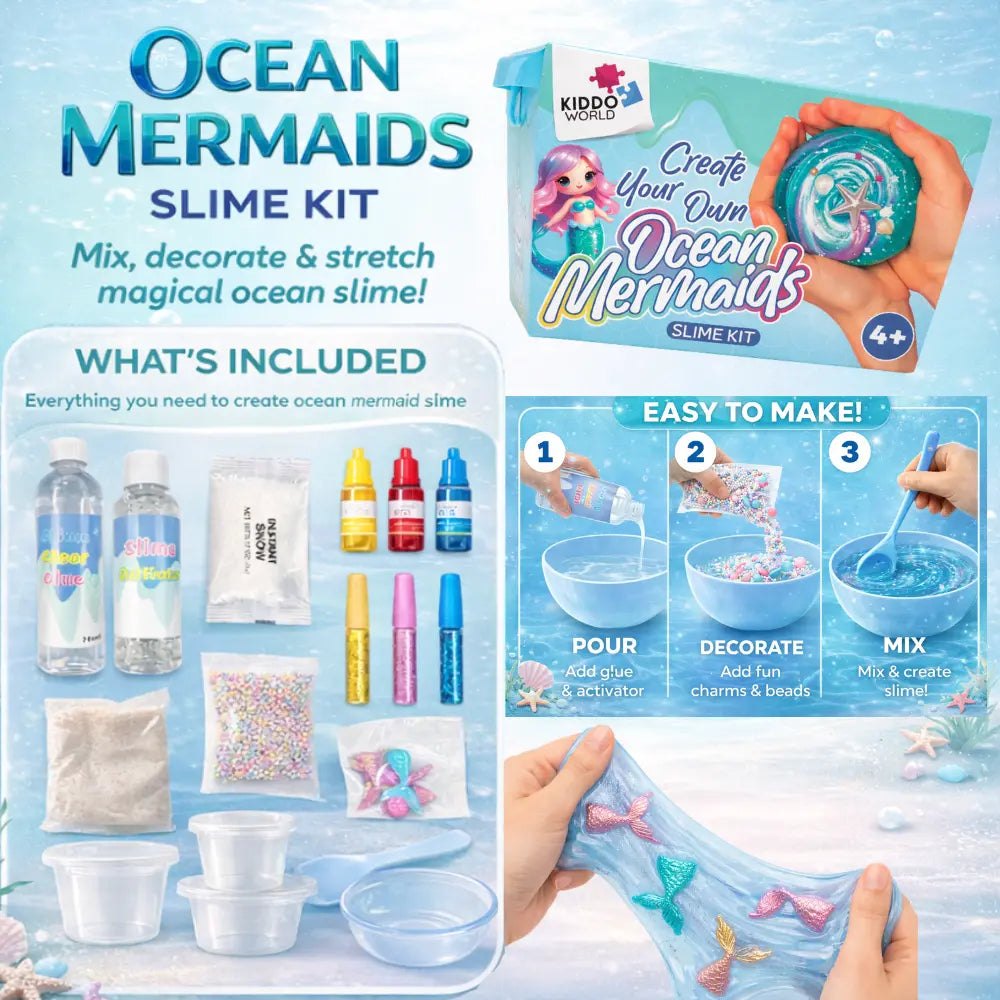 Mermaid Ocean Slime – creează slime marin strălucitor cu sirene! (4+ ani)
