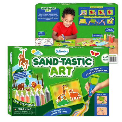 Set magic de creație cu autocolante și nisip colorat (4+ ani)