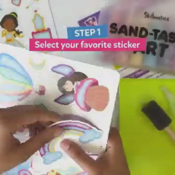 Set magic de creație cu autocolante și nisip colorat (4+ ani)