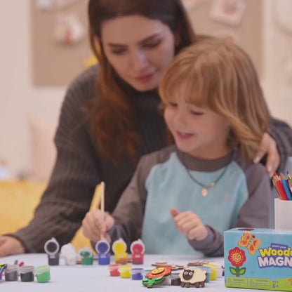 Magneti din lemn de colorat, în formă de animăluțe (3+ ani)